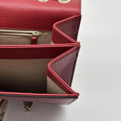 Gucci Red Leather Interlocking G Shoulder Bag With Chain photo 8