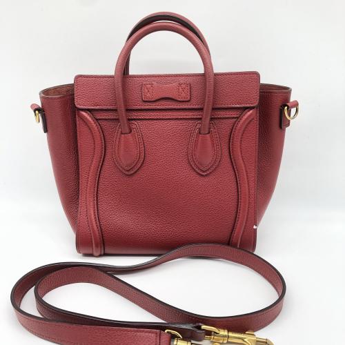 Celine Red Drummed Calfskin Nano Luggage Tote photo 2