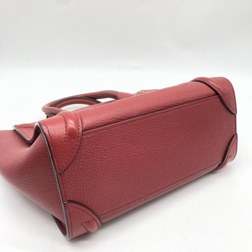Celine Red Drummed Calfskin Nano Luggage Tote photo 3