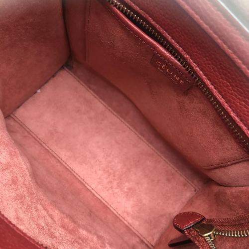 Celine Red Drummed Calfskin Nano Luggage Tote photo 4