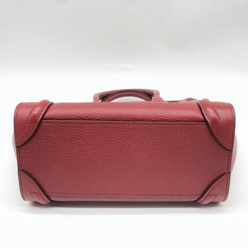 Celine Red Drummed Calfskin Nano Luggage Tote photo 5