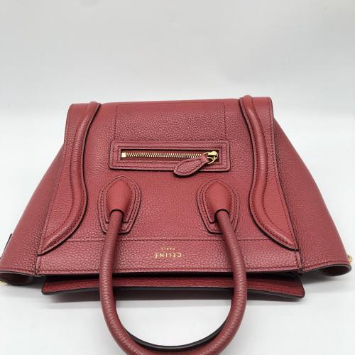 Celine Red Drummed Calfskin Nano Luggage Tote photo 6