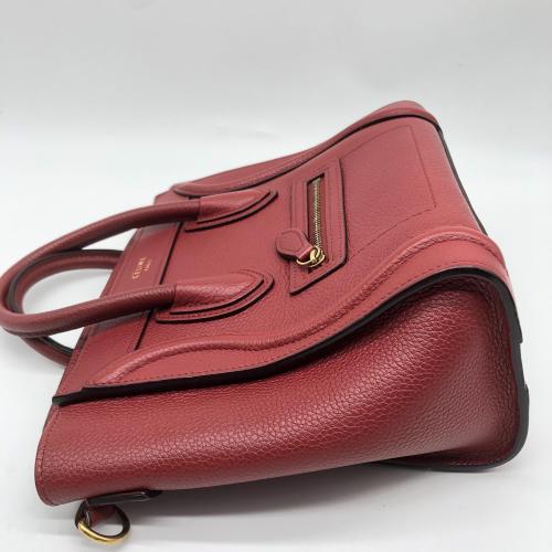 Celine Red Drummed Calfskin Nano Luggage Tote photo 7
