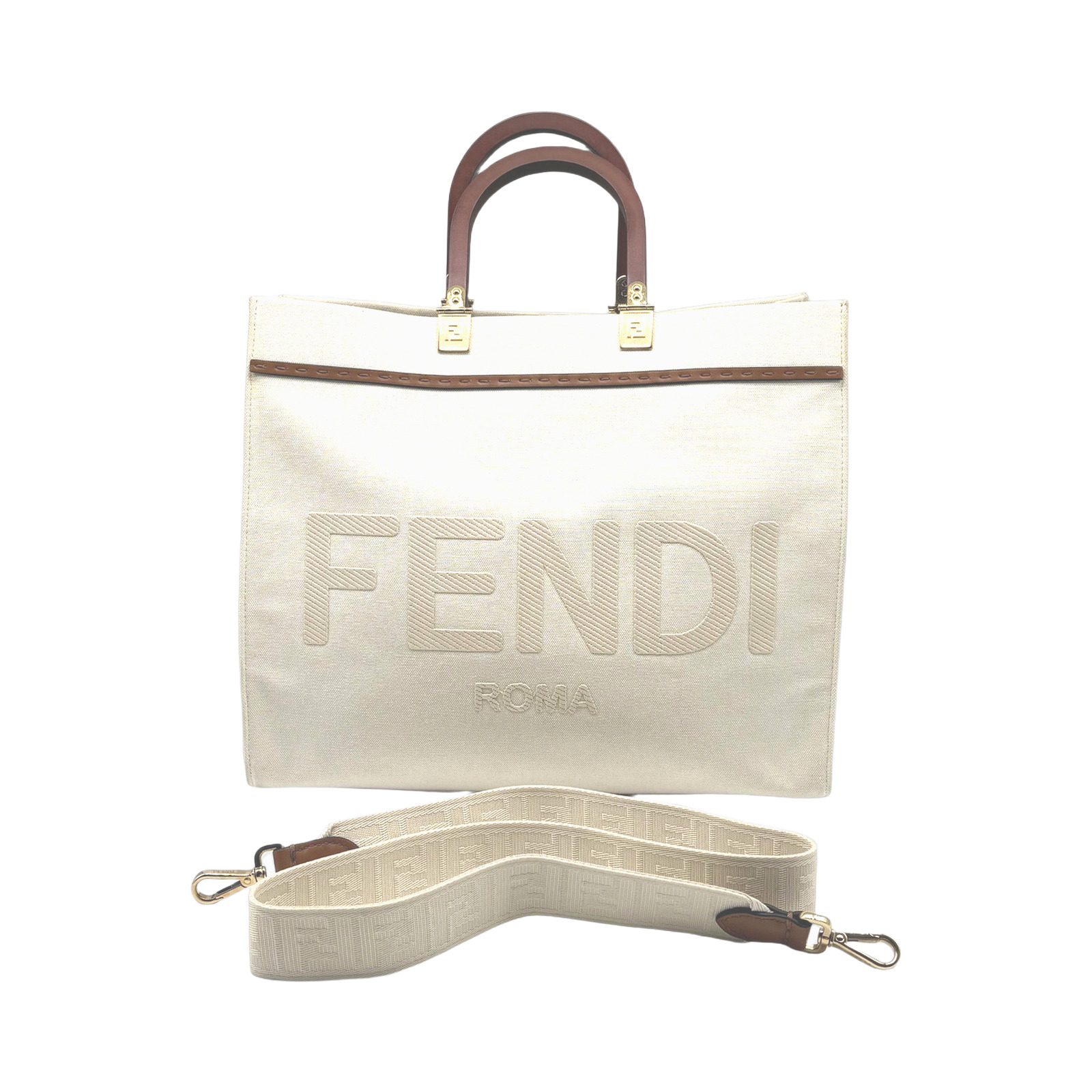 Fendi Canvas Sunshine Shopper Tote Bag