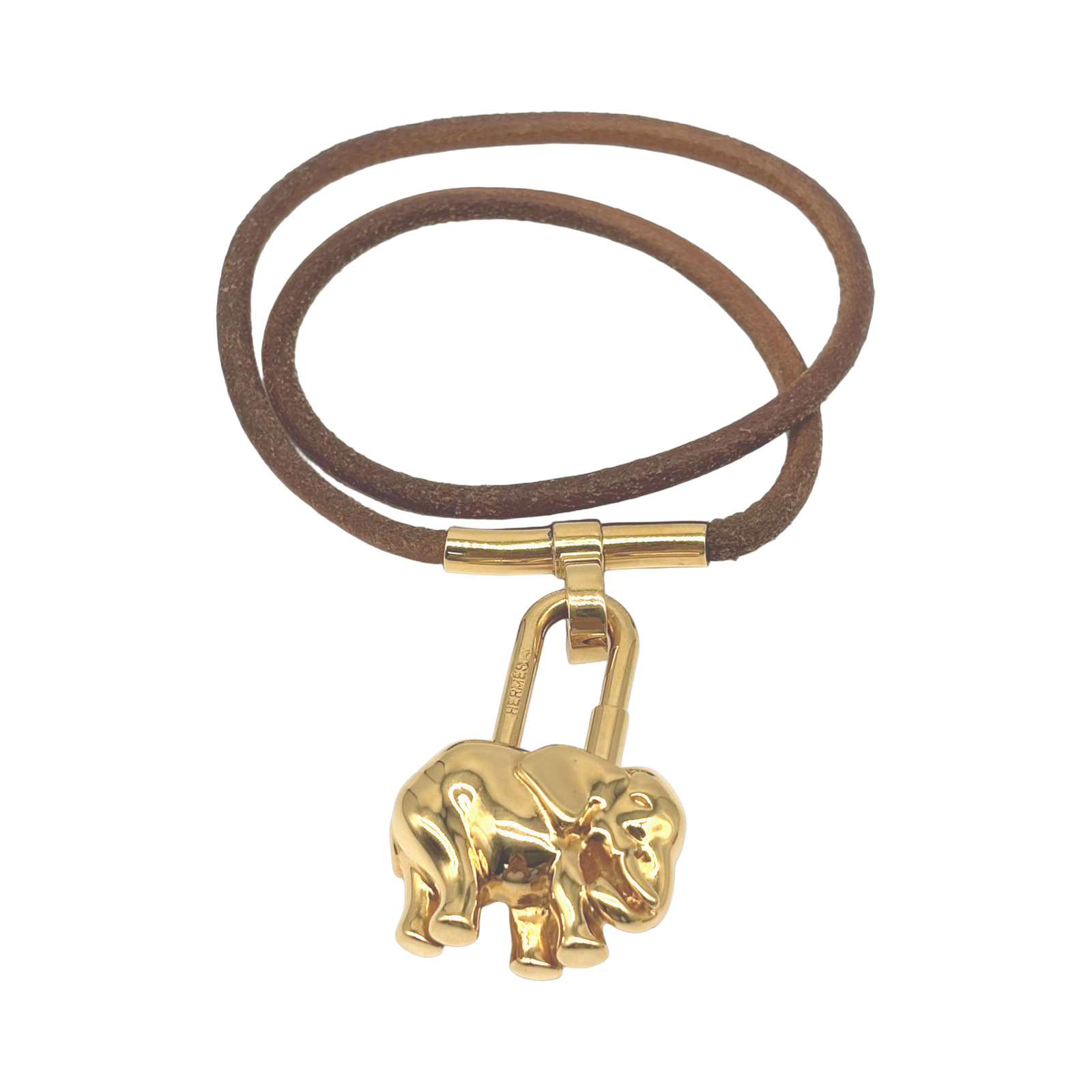 Hermès Gold Elephant Cadena Charm Necklace photo 2