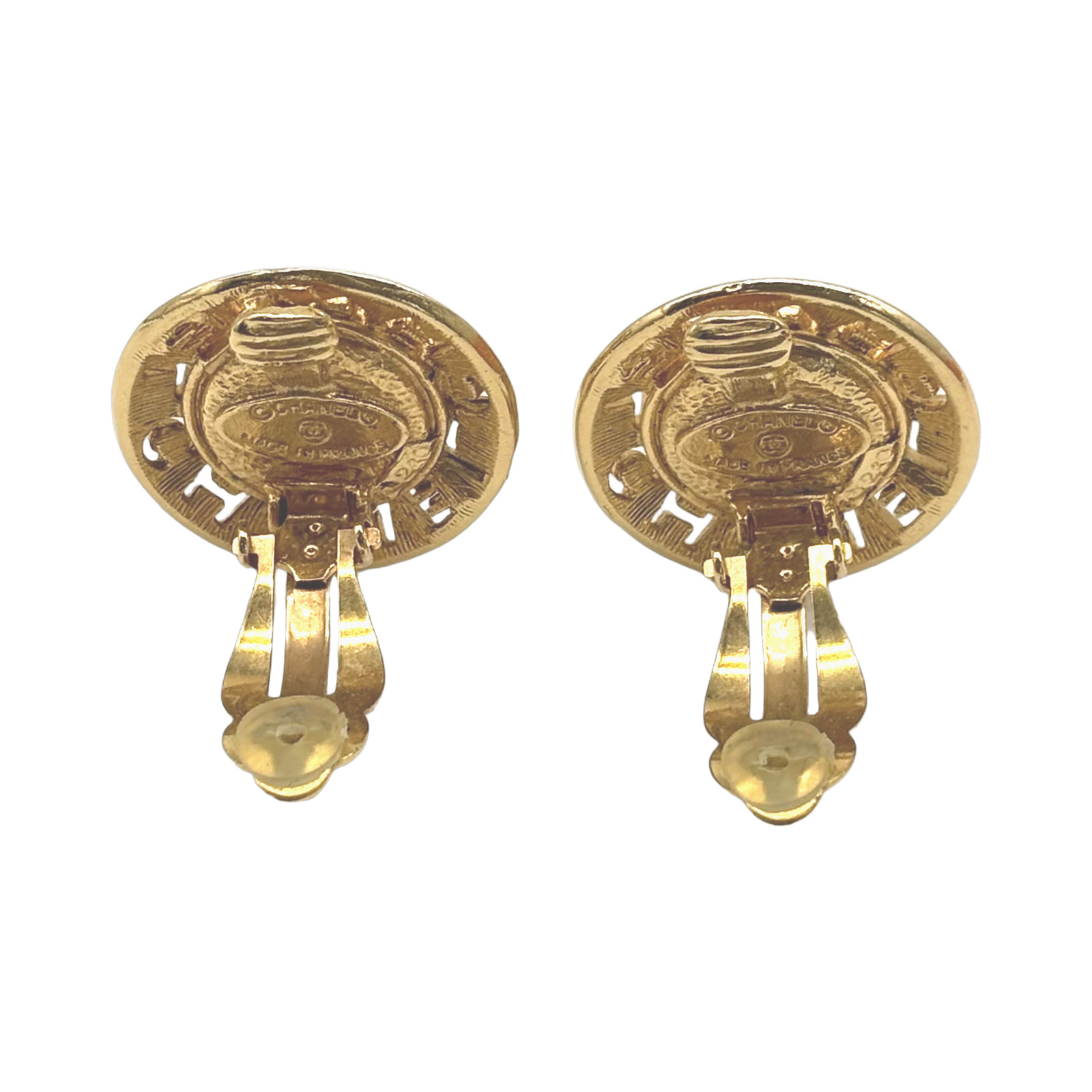 Chanel Gold Plated Faux Pearl Logo Clip-on Earrings photo 3