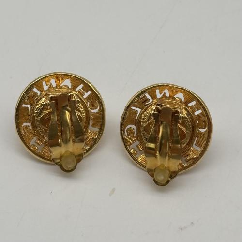 Chanel Gold Plated Faux Pearl Logo Clip-on Earrings photo 6