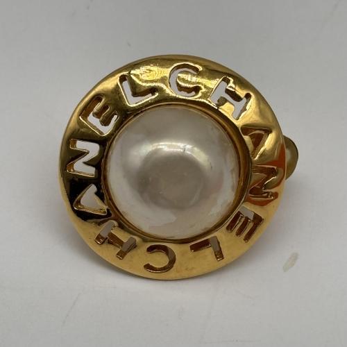 Chanel Gold Plated Faux Pearl Logo Clip-on Earrings photo 7