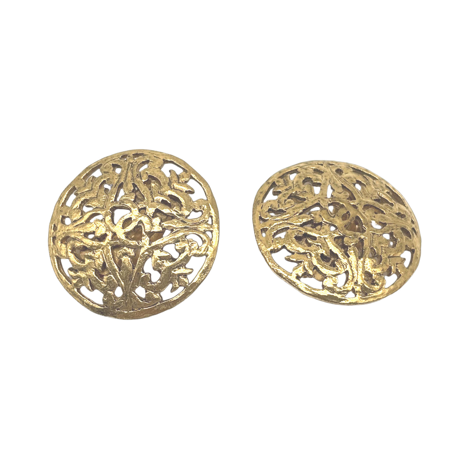 Chanel Circular Damask Floral Gold-plated Earrings