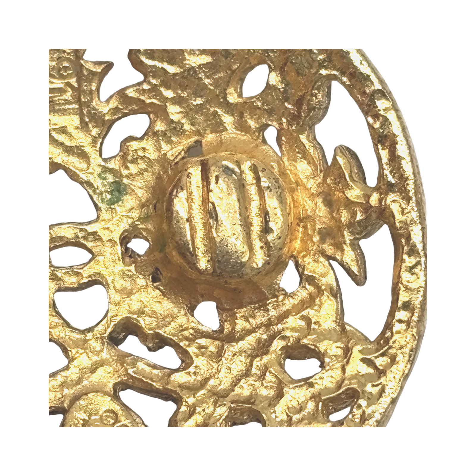 Chanel Circular Damask Floral Gold-plated Earrings photo 3