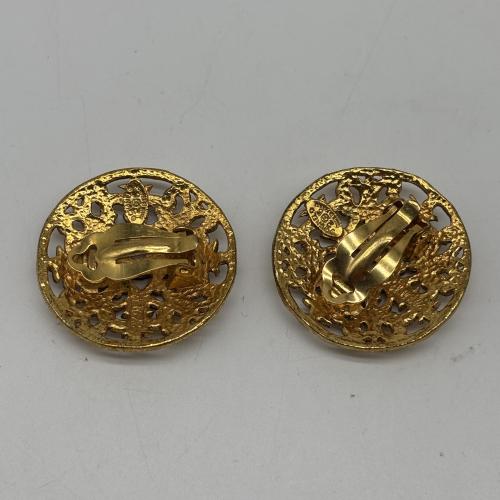 Chanel Circular Damask Floral Gold-plated Earrings photo 7