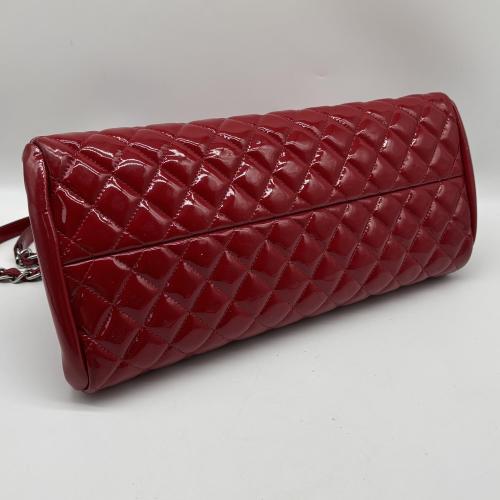 Chanel Red Patent Quilted Just Mademoiselle Bowling Bag photo 3