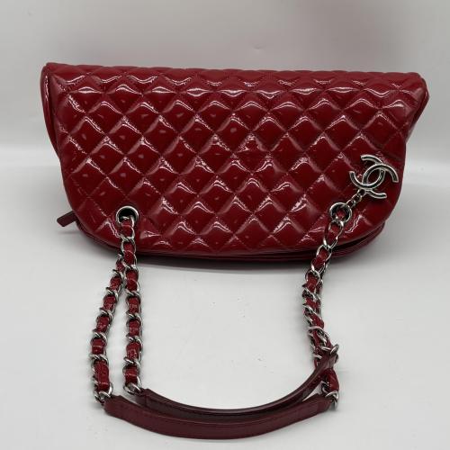 Chanel Red Patent Quilted Just Mademoiselle Bowling Bag photo 5
