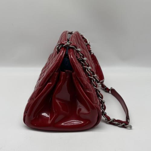 Chanel Red Patent Quilted Just Mademoiselle Bowling Bag photo 6