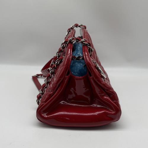 Chanel Red Patent Quilted Just Mademoiselle Bowling Bag photo 7