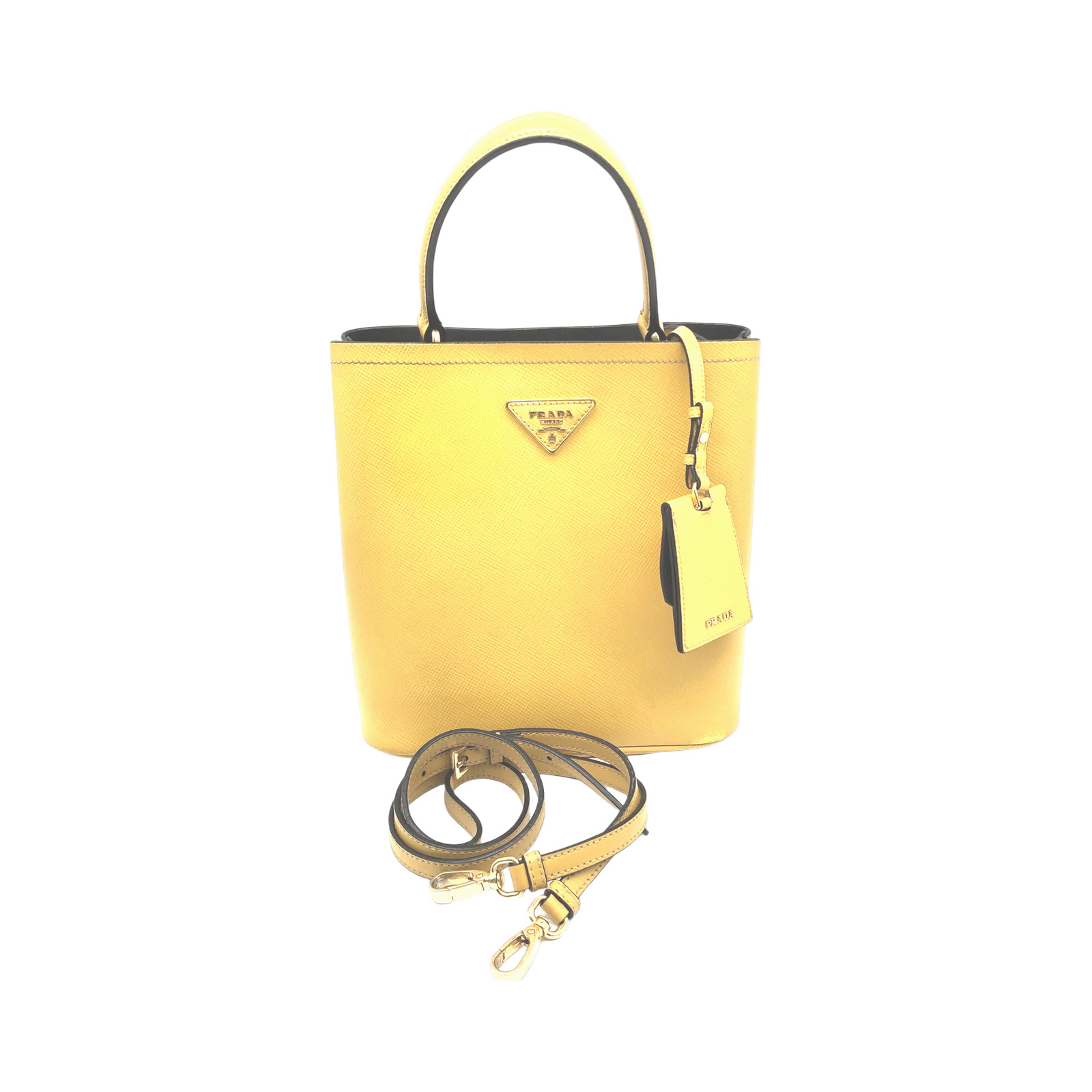 Prada Yellow Panier  Saffiano Leather Bucket Bag