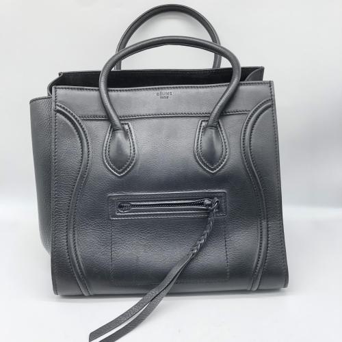 Celine Black Leather Luggage Tote Bag