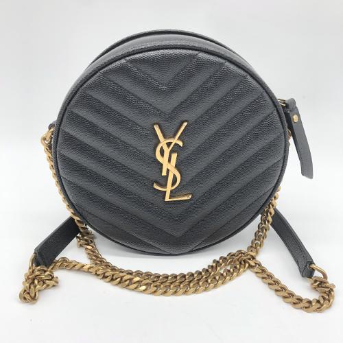 Yves Saint Laurent Black Quilted Round Crossbody Bag