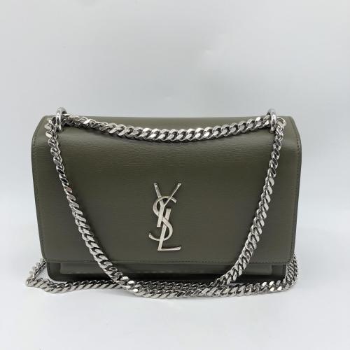 Yves Saint Laurent Olive Green GLeather Sunset Shoulder Bag