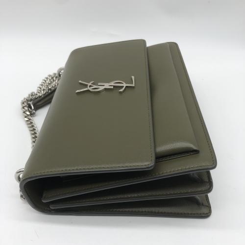 Yves Saint Laurent Olive Green GLeather Sunset Shoulder Bag photo 8