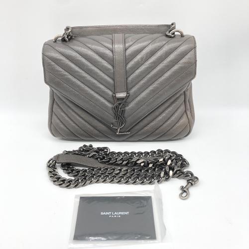 Yves Saint Laurent Quilted Grey Leather Crossbody Bag