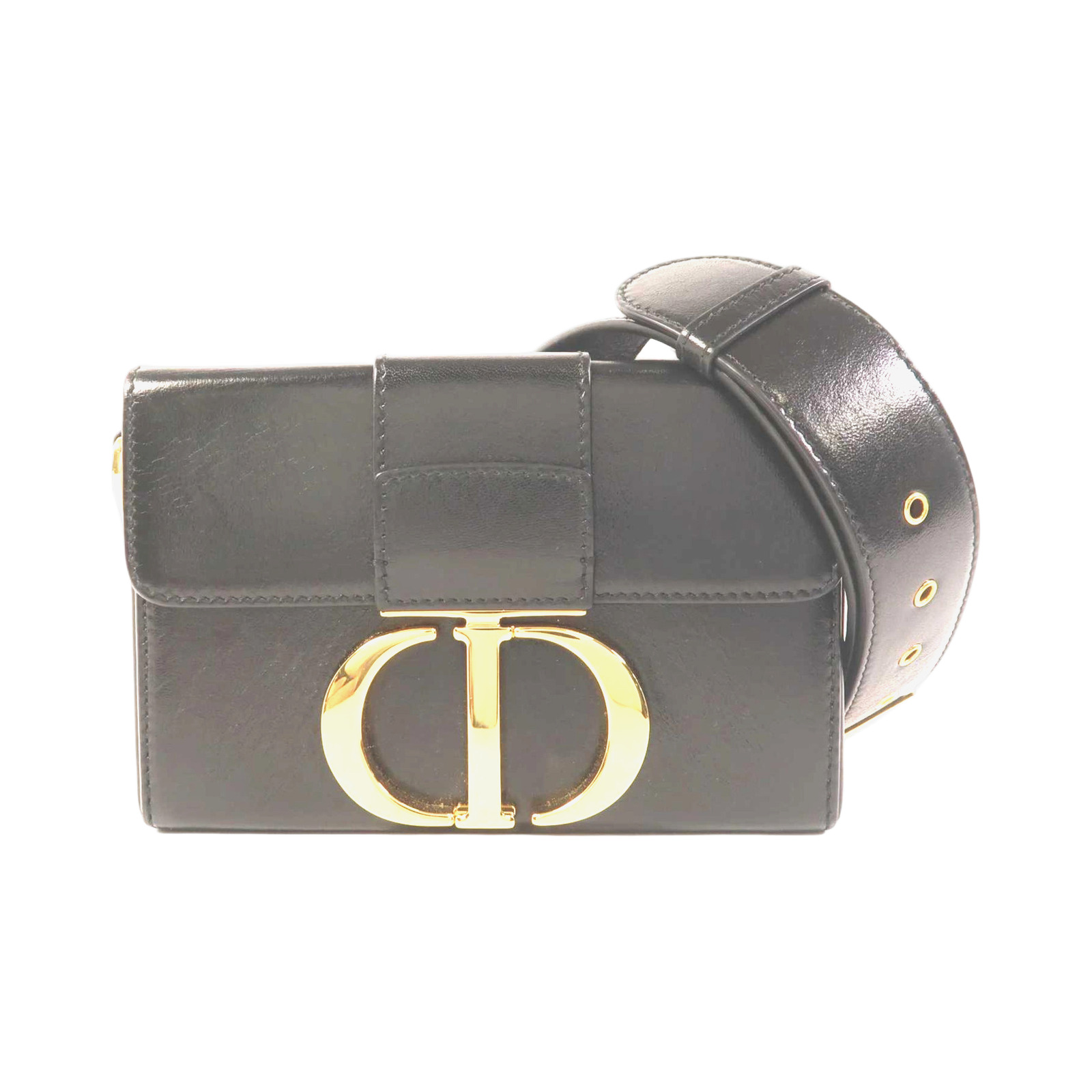 Christian Dior Black Leather Montaigne Box Crossbody Bag