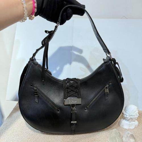 Christian Dior Black Leather Admit It Hobo Bag