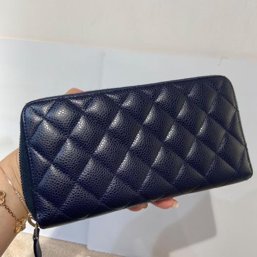 Chanel Navy Caviar Leather Zip Wallet photo 2