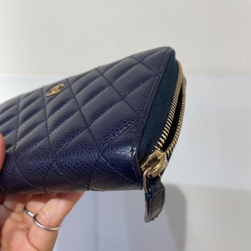 Chanel Navy Caviar Leather Zip Wallet photo 5