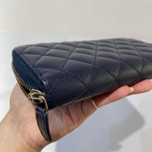Chanel Navy Caviar Leather Zip Wallet photo 6