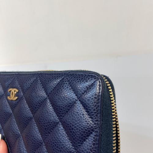 Chanel Navy Caviar Leather Zip Wallet photo 7