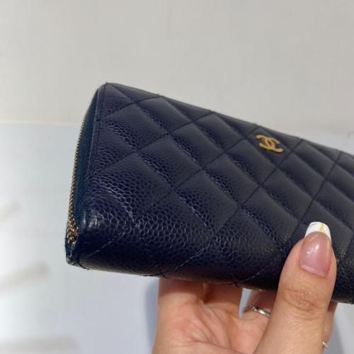 Chanel Navy Caviar Leather Zip Wallet photo 8