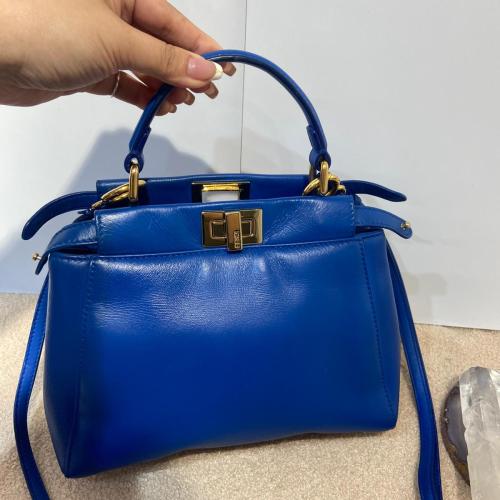 Fendi Blue Leather Peekaboo Bag