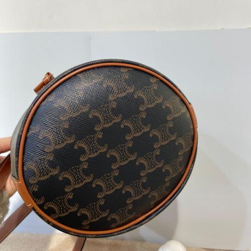 Celine Triomphe Canvas and Calfskin Clara Drawstring Bucket Bag photo 3