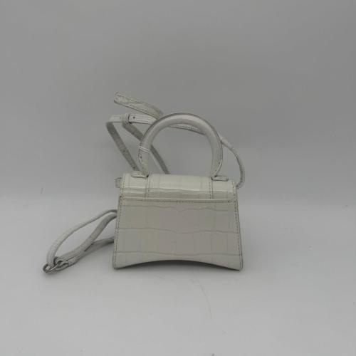 Balenciaga Crocodile Embossed White Mini Hourglass Crossbody Bag photo 2