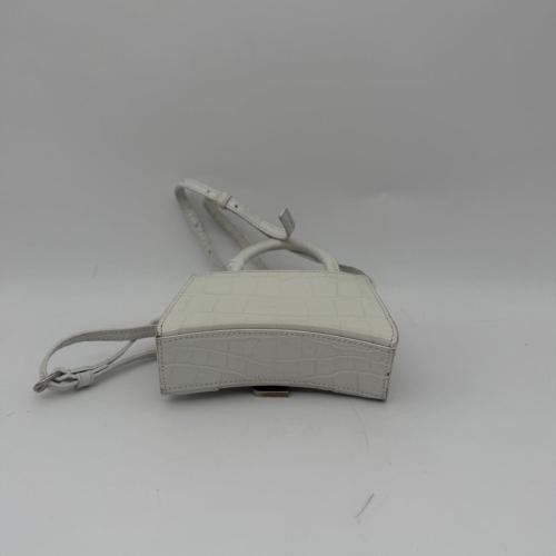 Balenciaga Crocodile Embossed White Mini Hourglass Crossbody Bag photo 3