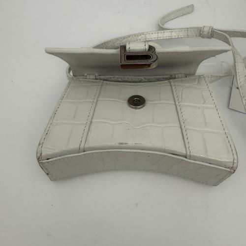 Balenciaga Crocodile Embossed White Mini Hourglass Crossbody Bag photo 4
