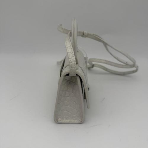 Balenciaga Crocodile Embossed White Mini Hourglass Crossbody Bag photo 5