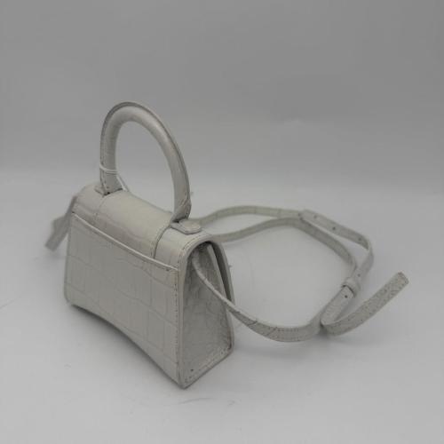 Balenciaga Crocodile Embossed White Mini Hourglass Crossbody Bag photo 7