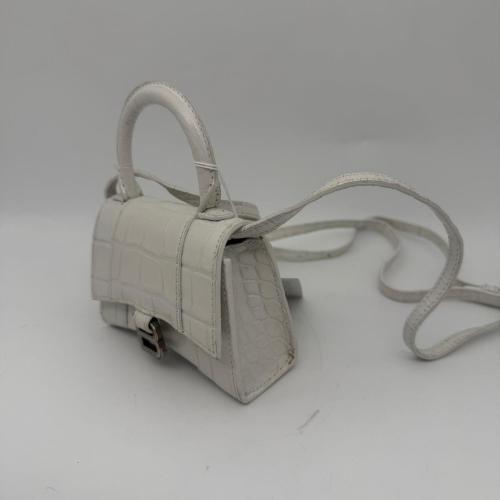 Balenciaga Crocodile Embossed White Mini Hourglass Crossbody Bag photo 8