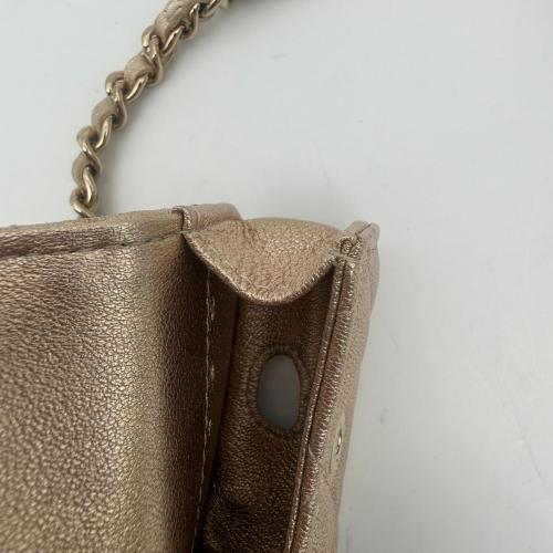 Chanel Gold Quilted Round Clip-on Coin Purse and AirPods Case Set photo 5
