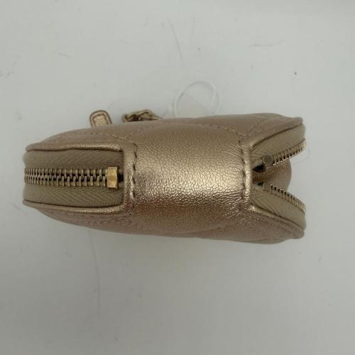 Chanel Gold Quilted Round Clip-on Coin Purse and AirPods Case Set photo 8