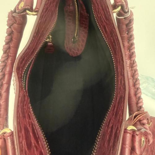 Balenciaga Burgundy Croc Embossed Leather Mini City Bag photo 4