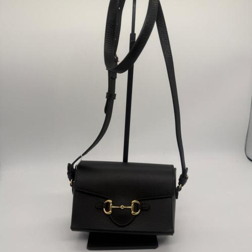 Gucci Black Leather Horsebit 1955 Crossbody Bag