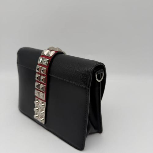 Prada Black Leather Elektra Studs Crossbody Bag photo 8