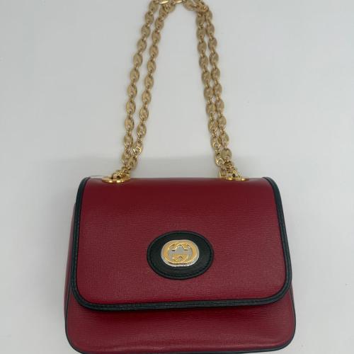 Gucci Red Leather Flap Shoulder Bag