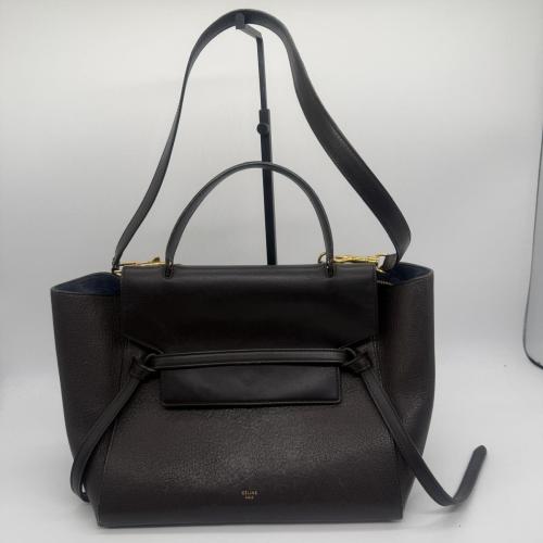 Celine Dark Brown Grained Leather Belt Bag