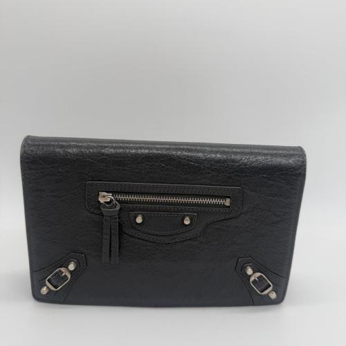 Balenciaga Black Lambskin Leather Classic City Wallet on Chain photo 2