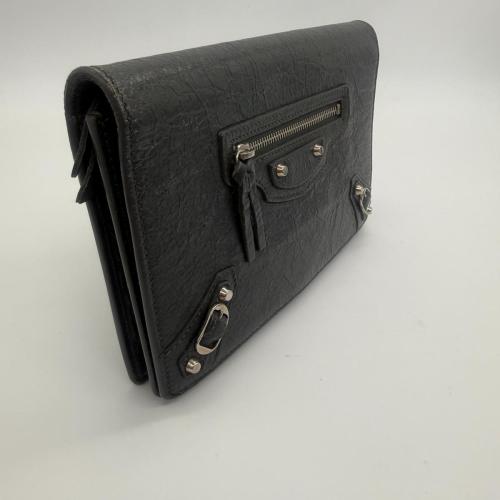 Balenciaga Black Lambskin Leather Classic City Wallet on Chain photo 5