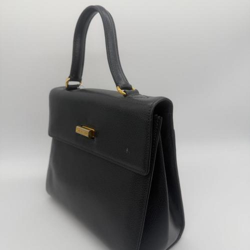 Celine Black Leather Handbag With Strap photo 6